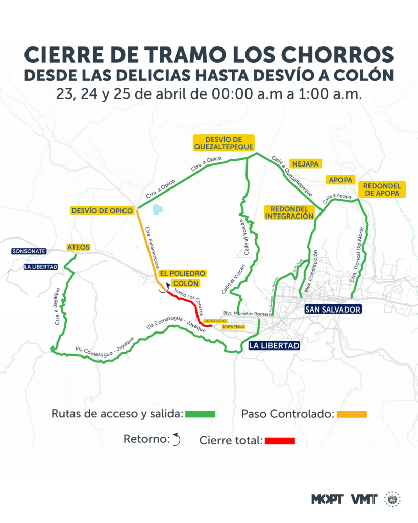Anuncian cierres nocturnos en Los Chorros por trabajos de voladura