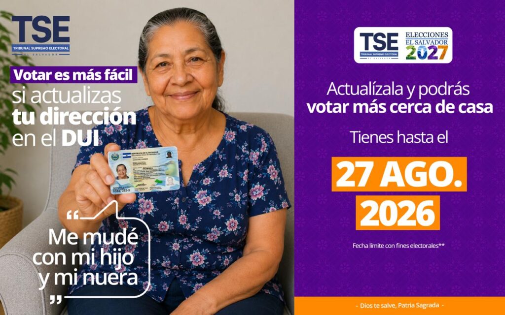 TSE recuerda que hoy vence el plazo para actualizar la residencia en el DUI y acceder al voto residencial
