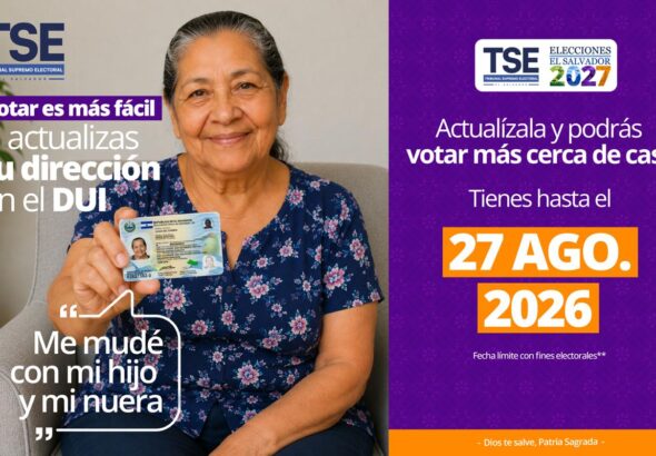 TSE recuerda que hoy vence el plazo para actualizar la residencia en el DUI y acceder al voto residencial