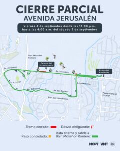Trabajos nocturnos provocarán cierre parcial en avenida Jerusalén