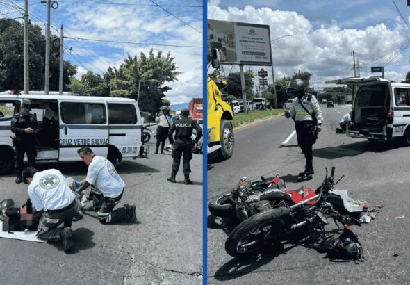 Cruz Verde traslada a motociclista lesionado tras accidente en Soyapango